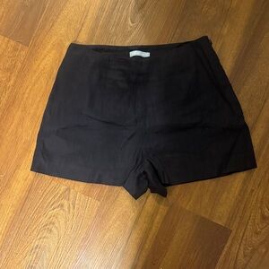 ANTONIO MELANI Black High-Rise Tailored Shorts linen
